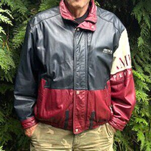 Perry Ellis America Mens Bomber Leather Jacket  size  XXL